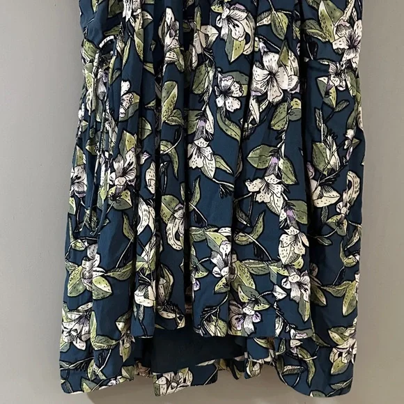 Free People “Dear You” Floral Swing Mini Dress – Navy Floral with Ruffle Straps - Picture 9 of 11